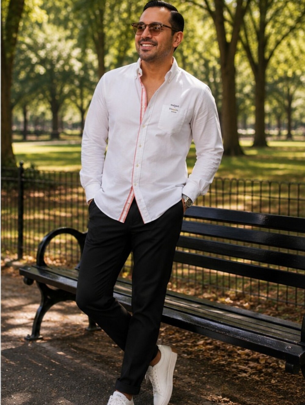 Hackett White Dress Shirt with Pink Trim
